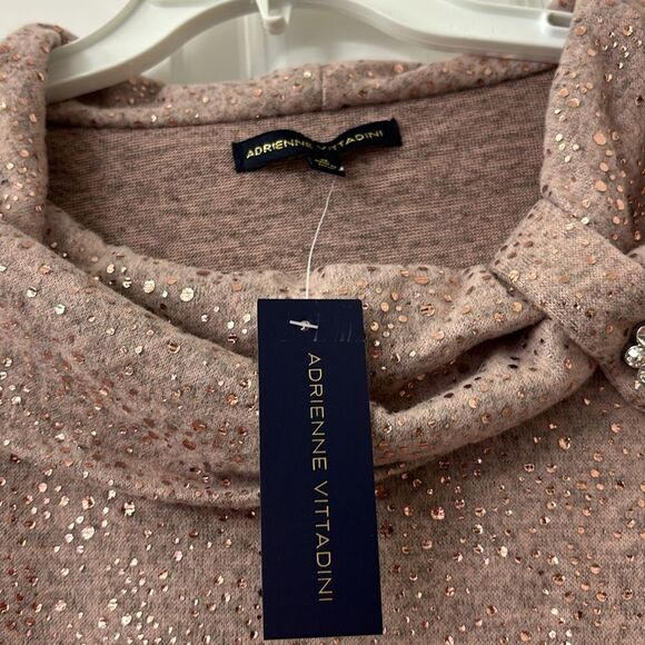 Adrianne Vittadini Size XL cowl neck pull over sweater. NWT. Pinkish/gray - Picture 5 of 11